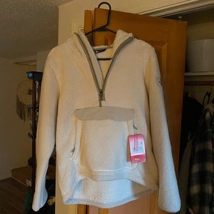 North face hooded fleece half zip